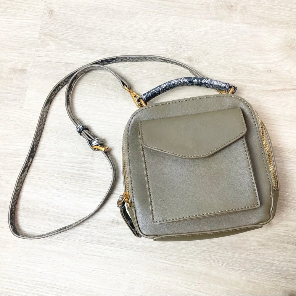 Mika Mini Backpack green faux leather crossbody